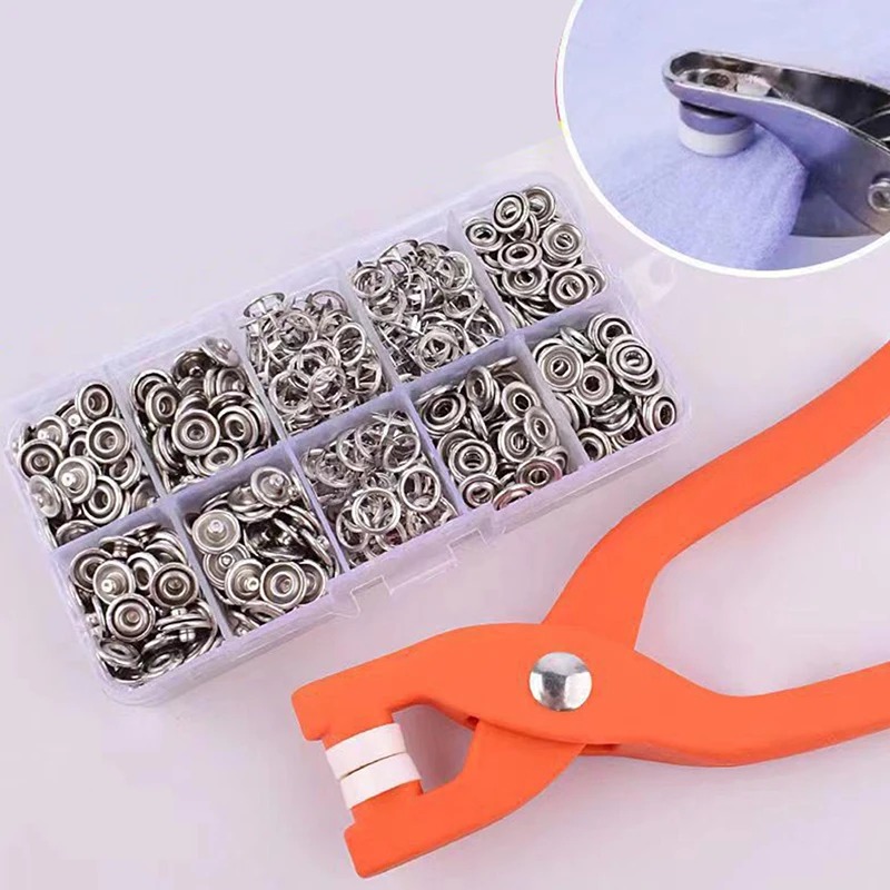 50PCS Plier Tool Metal Sewing Buttons Five-claw Buckle Metal Snap Buttons Clothes Stitch Free Fastener Safety Sewing Tools
