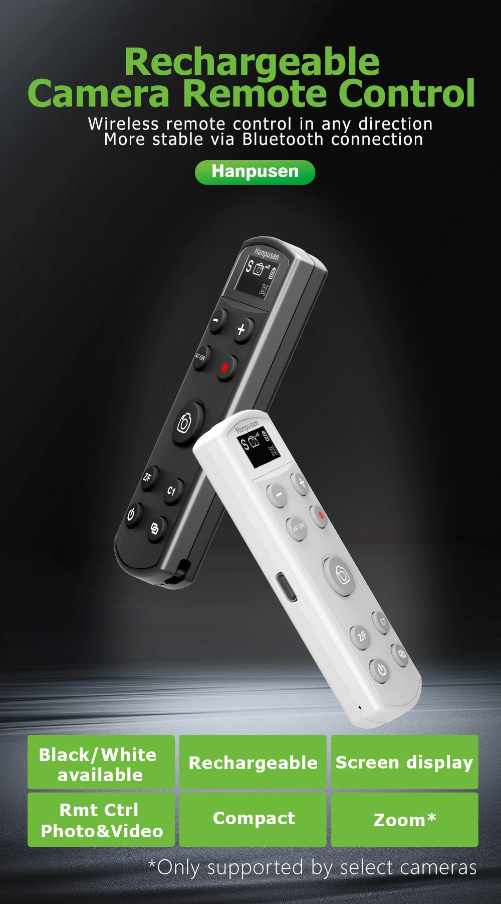 Hanpusen Kabellose Bluetooth-Fernbedienung mit OLED-Display, USB-C, wiederaufladbar, für Canon/Sony/Nikon/Fujifilm-Kameras – Detail 2