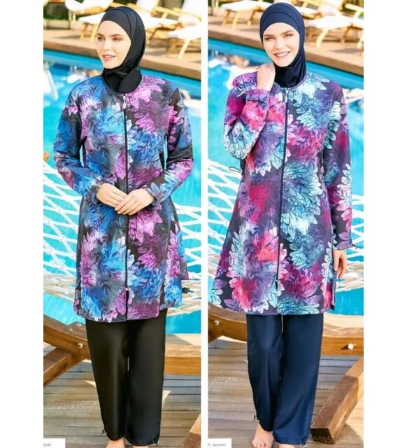 Adasea 2045 digital patterned hijab swimsuit