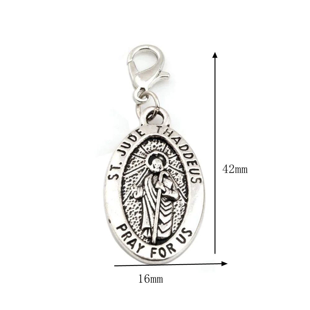 50Pcs Alloy ST JUDE THADDEUS Jesus Oval Medal Charms Pendants For Jewelry Making 16x41mm A074