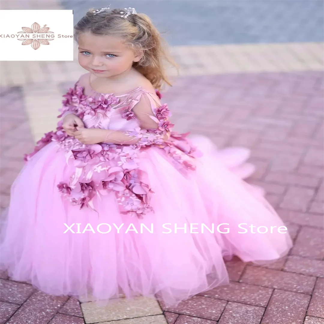 Flower Girl Dress Gorgeous Flower Fairy Tulle Lace Decal Princess Ball First Communion Dresses Kids Surprise Birthday Present