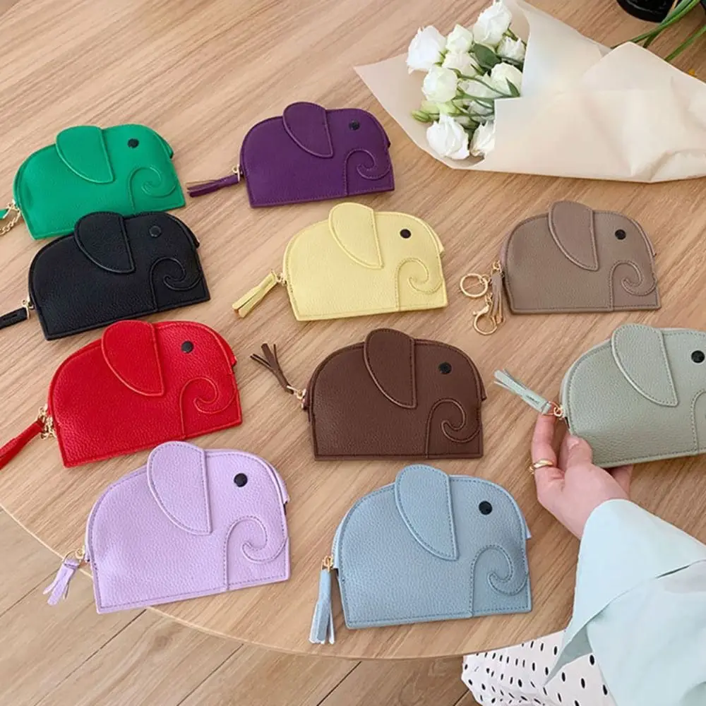 Zipper PU Leather Coin Purse Change Bag Card Bag PU Elephant Wallet Cute Card Holder Female