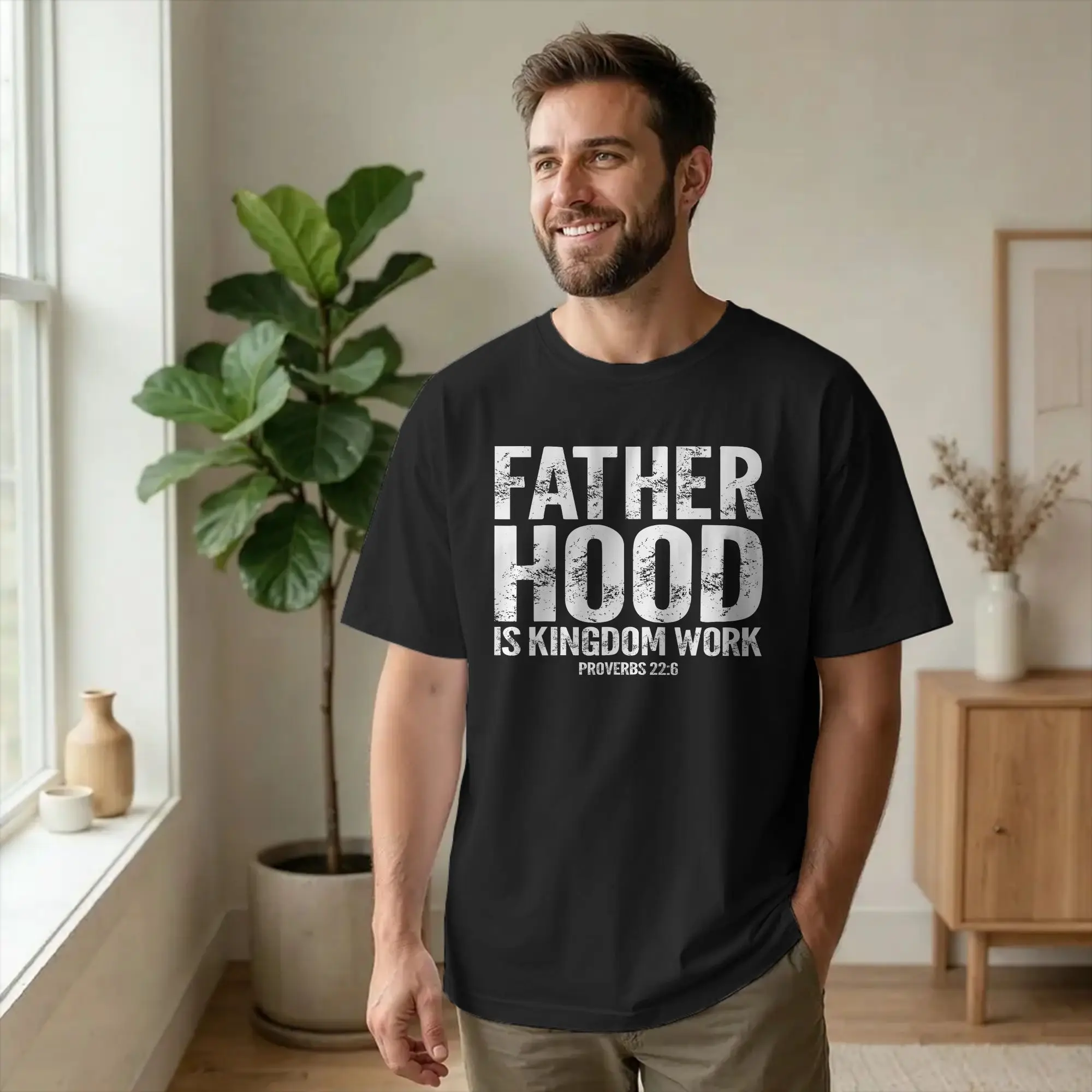 Herren-T-Shirt „Vaterschaft ist Gottesarbeit“, christliches Vater-T-Shirt, Vatertags-Baumwollware, lässige T-Shirts mit rundem Kragen, Geschenk-T-Shirts