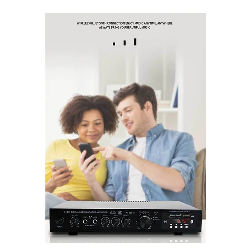 

【Top Picks】5.1 Channel HIFI Amplifier Subwoofer High Power Stage Home Theater Bluetooth Radio Outdoor Amplifier UK Plug Durable
