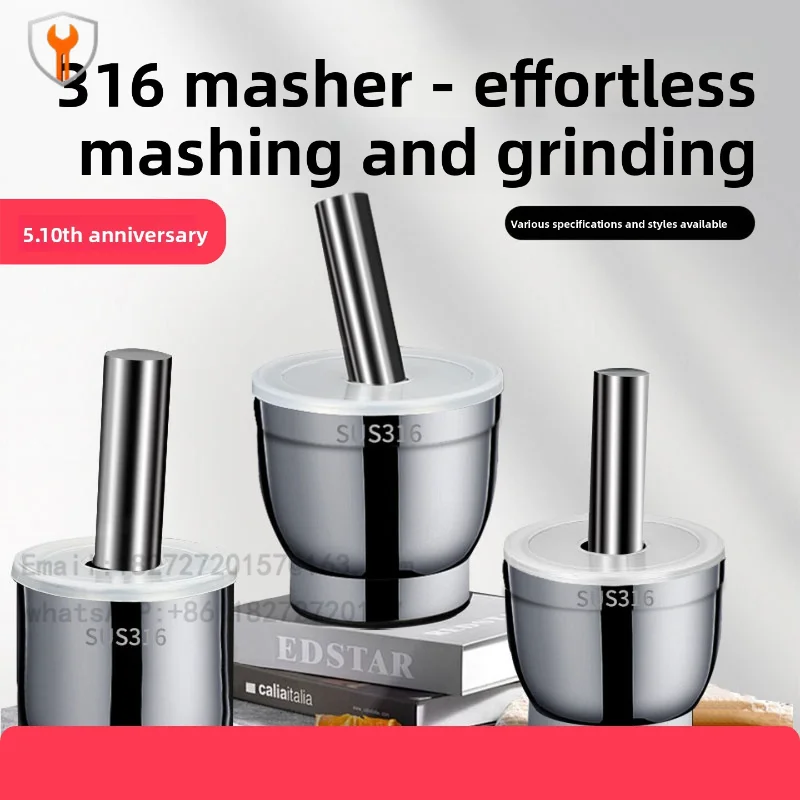 316 Stainless Steel Thickened Masher Household 304 Garlic Masher Grinding Manual