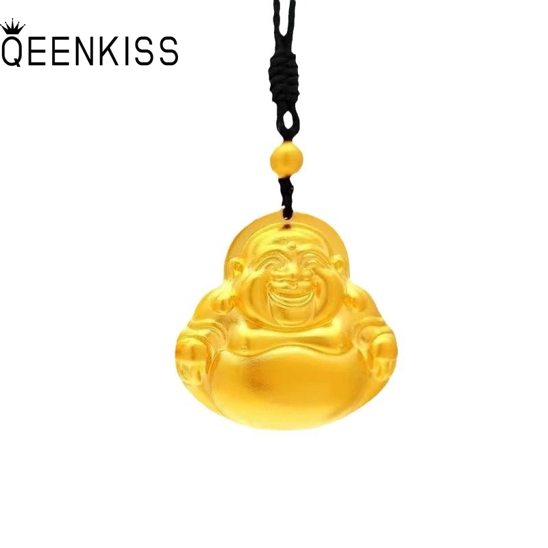 

QEENKISS Vintage The Buddha Gold Necklace Pendant For Women Men Wedding Party Birthday Christmas Father Mother Lady Gift PT5169