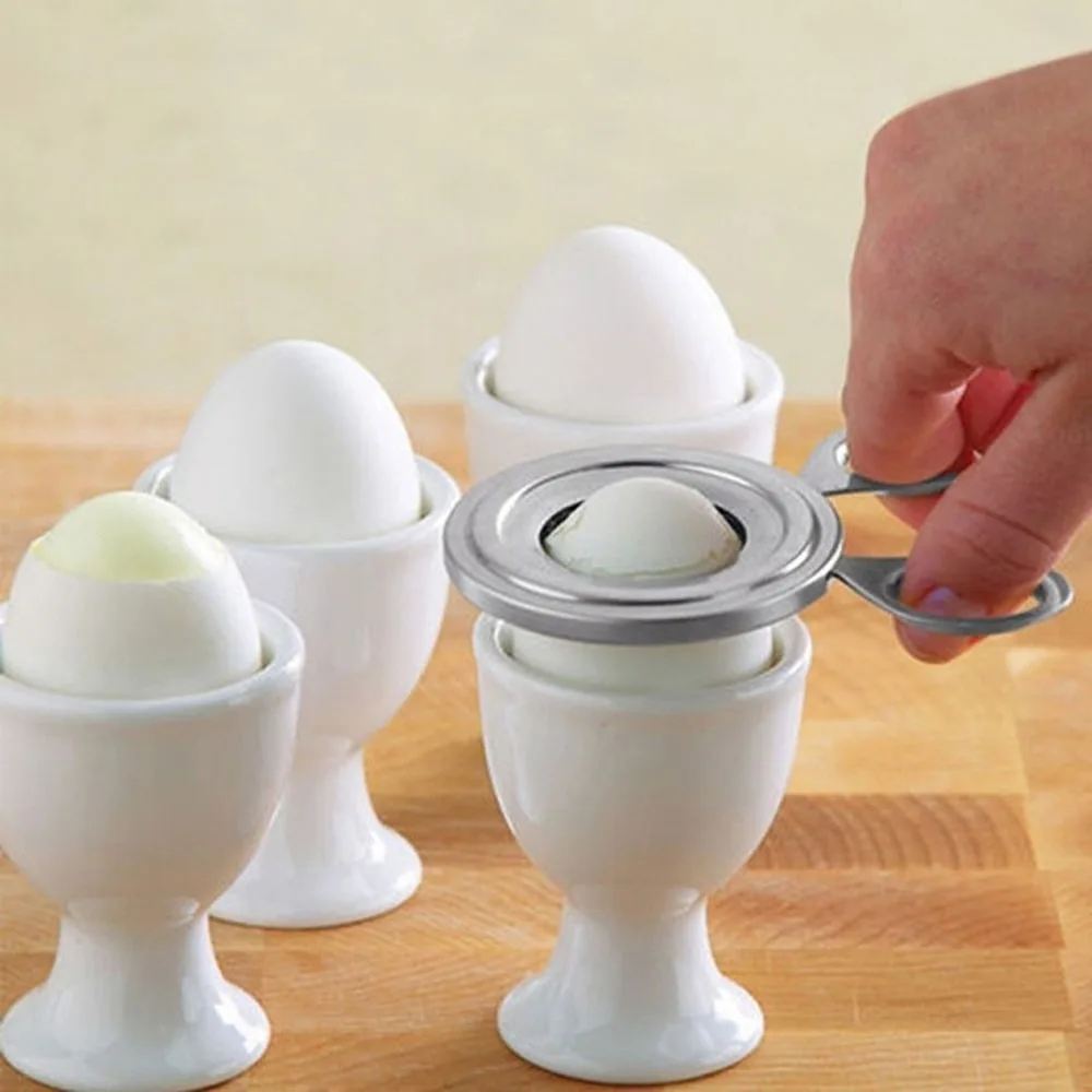 

2PCS Manual Operation Egg Shell Cutter Silver Household Egg Opener Stainless Steel Handheld Egg Breaker Restaurant
