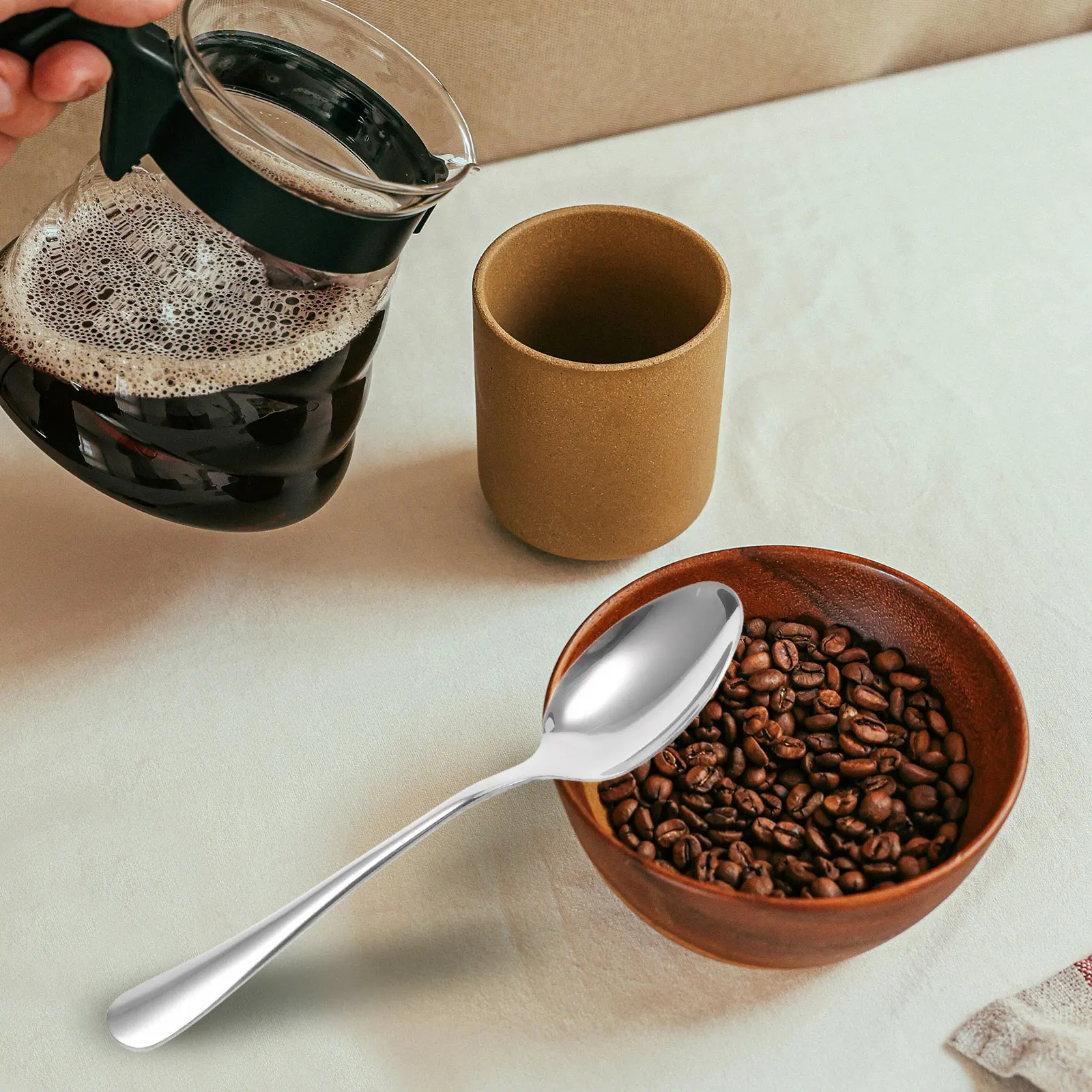 

12Pcs Stainless Steel Spoons Set Large Dinner Spoons for Family Meals Smooth Surface Durable Design Teaspoons Stainless Steel