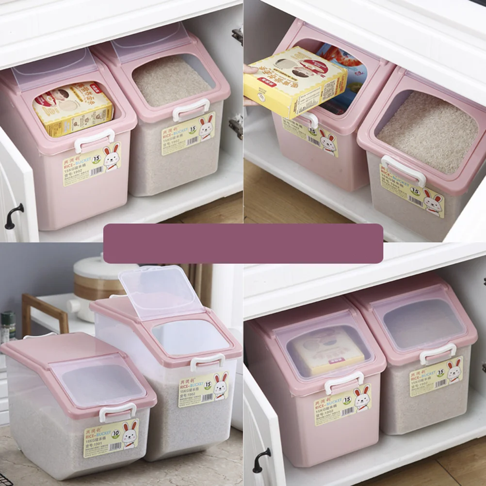Household Moisture-Proof Rice Bucket Plastic Sealed Storage Box 10kg Kitchen Flour Storage Container Space-Saving