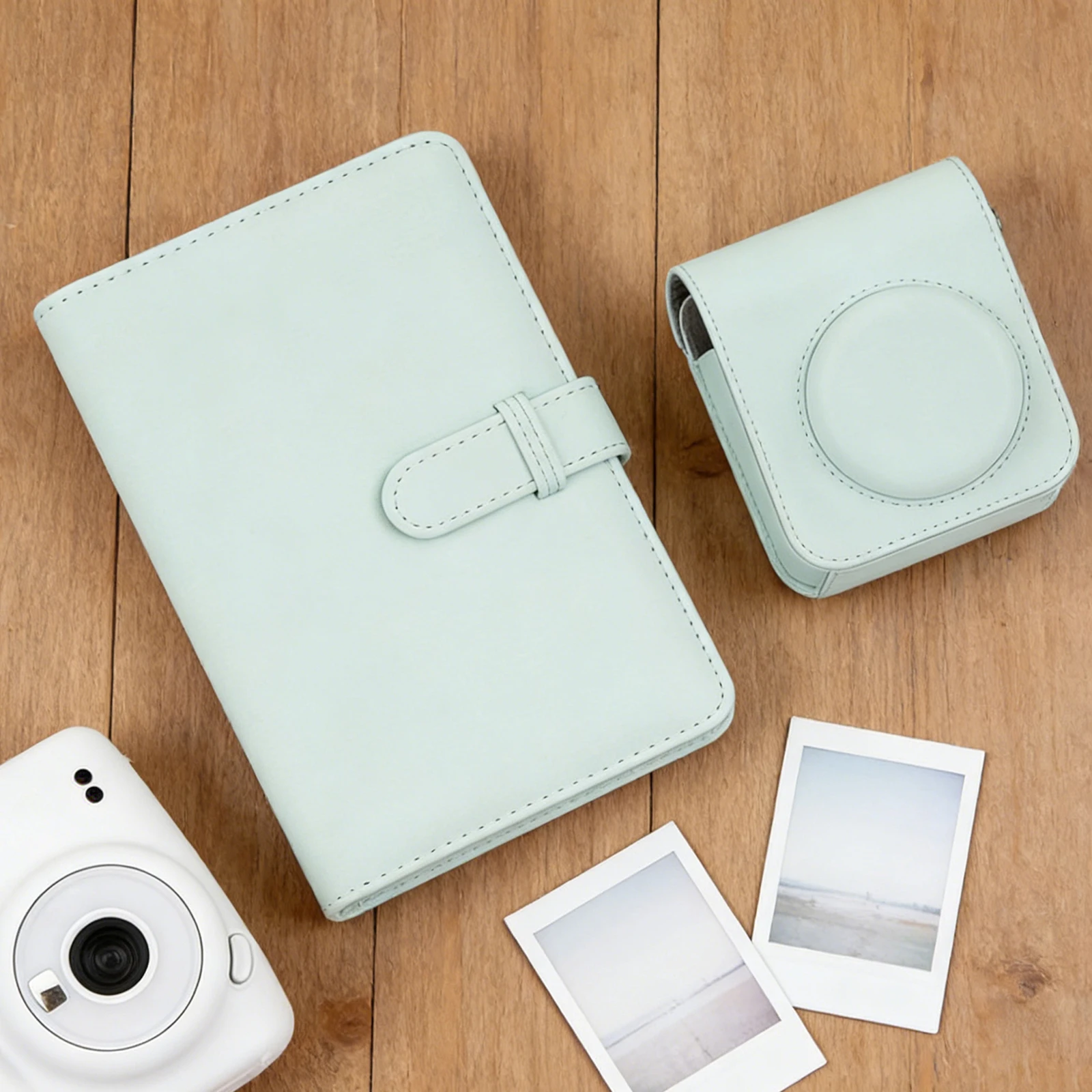 PU Leather Camera Bag with 108 Photo Album Camera Case Solid Color for Fujifilm for Instax Mini 12/11 Photography Gift