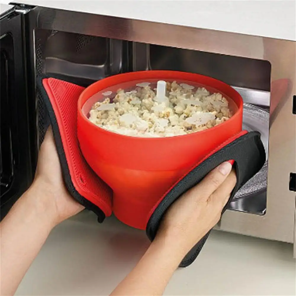 1~5PCS High Temperature Silicone Popcorn Maker Chips Fruit Dish Home Microwaveable Popcorn Maker Foldable Baking Popcorn