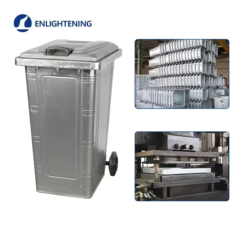 Large Capacity Steel Trash Can Thickened Inner Wall Side Grip Design Labor Saving Garbage Bin for Hotel Daily Waste