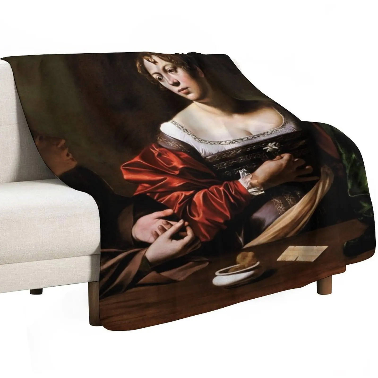 Martha and Mary Magdalene by Caravaggio (c 1598) Throw Blanket Large Decorative Throw Luxury Thicken Soft Beds Camping Blankets