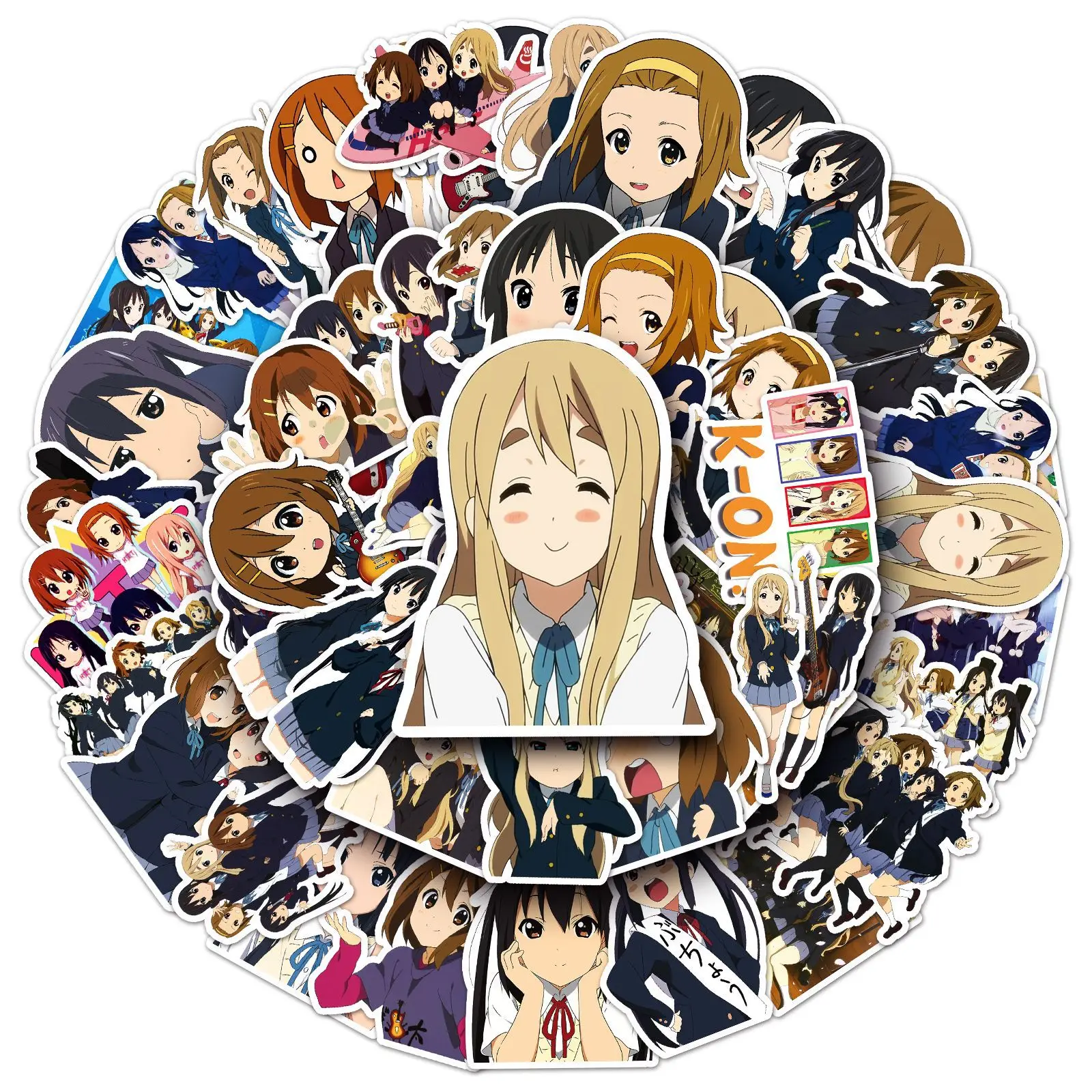 50 Stück K-ON! Cartoon-Aufkleber, Geschenke für Laptops, Handys, Skateboards, Gepäck, verschiedene lustige Geschenke, Partygeschenke.