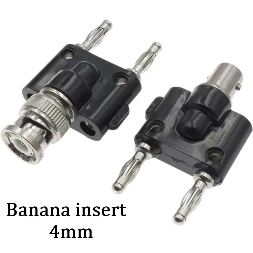 2PCS Nickel Plated BNC Male Female To Dual Banana Plug 4mm Q9 BNC Female To Double Banana Jack for Multimeter Test
