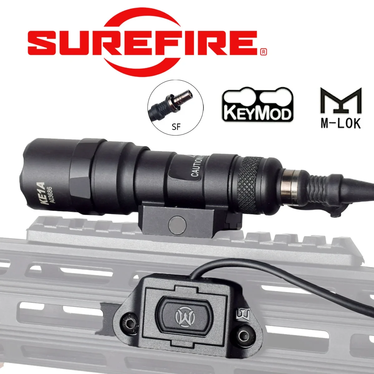 

Tactical SureFire M300 M600 M Lok Keymod 20mm Rail Rifle Airsoft Scout LED Light Button Remote Pressure Switch Weapon Flashlight