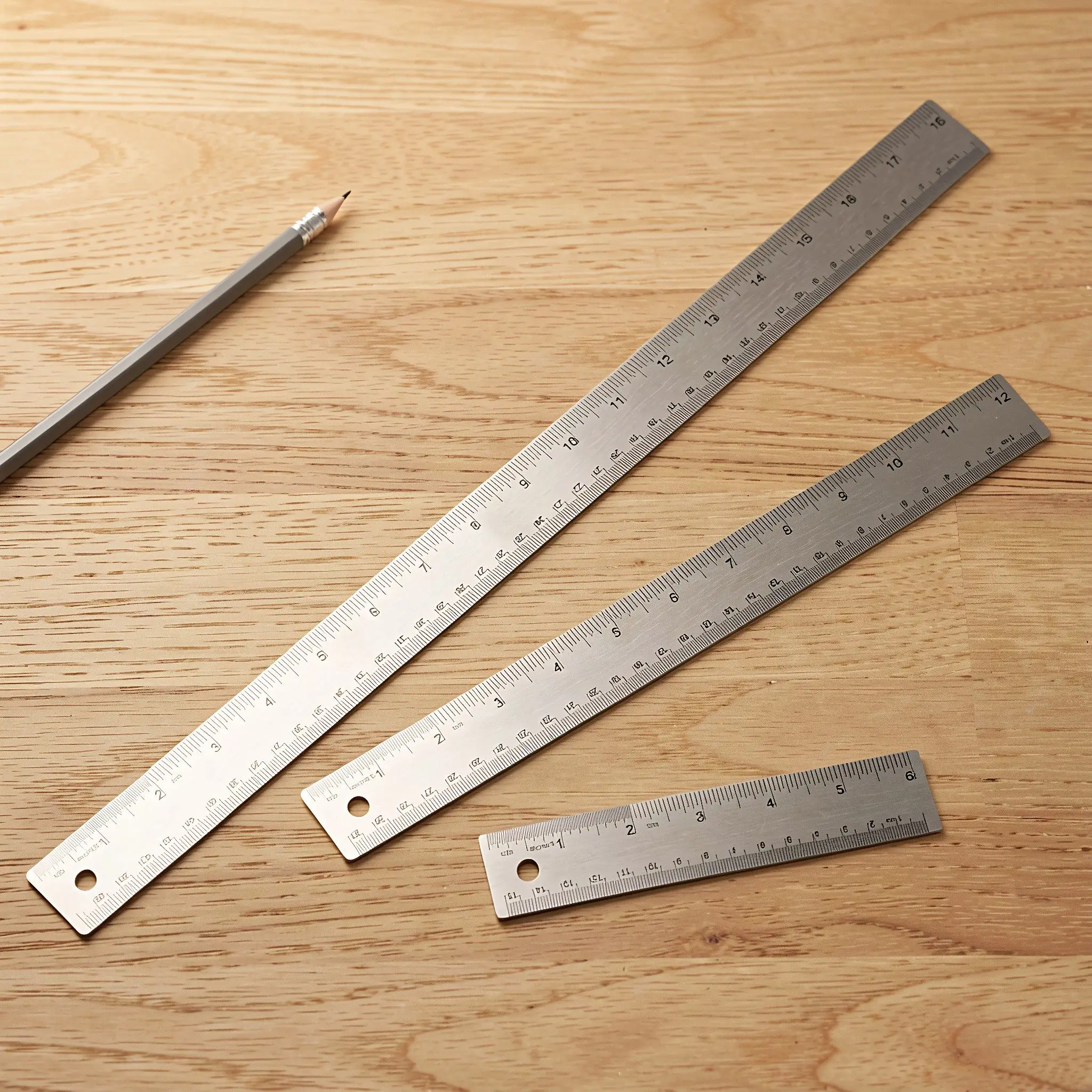 6Pcs Stainless Steel Ruler Set Dual Measurement Non Slip Cork Backed Metal Straight Rulers for Drafting Technical Drawing