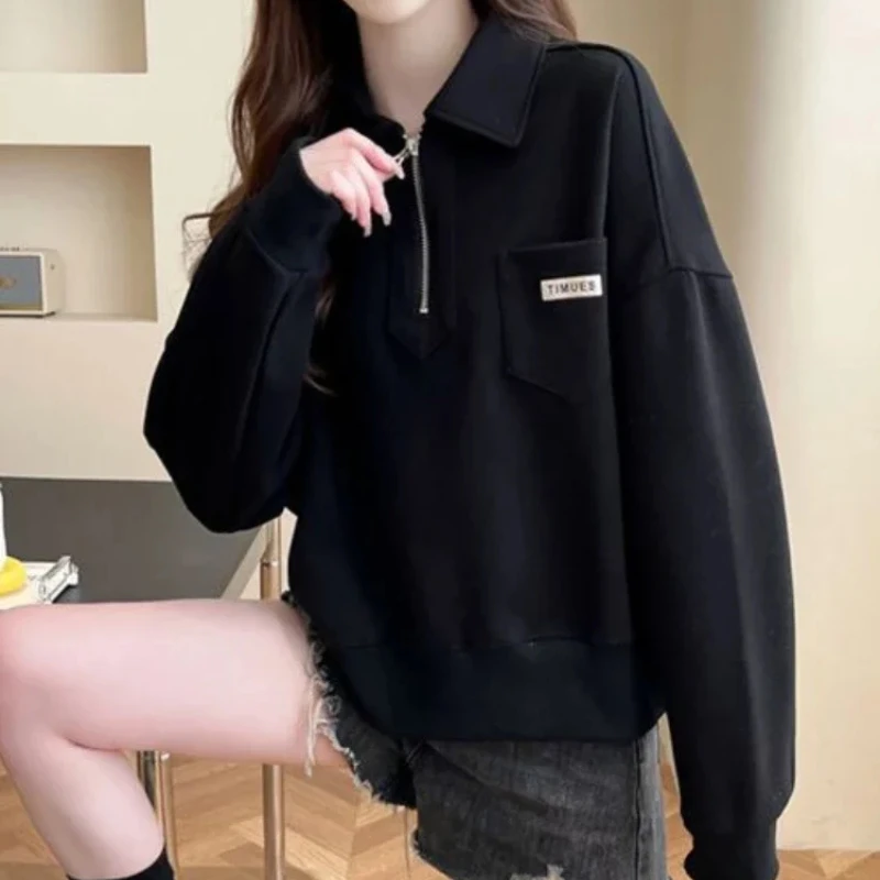 

Baggy Korean Female Top Loose Spring and Autumn Women's Sweatshirts New In Pullovers Nice Color Emo Long Sleeve Xxl Casual E M