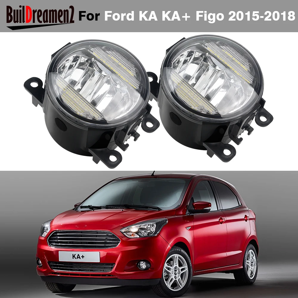 Дневные ходовые огни, дневные ходовые огни, 2016 лм, 12 В, для Ford KA + Figo 2015 2017 2018, 1 пара, 30 Вт H11