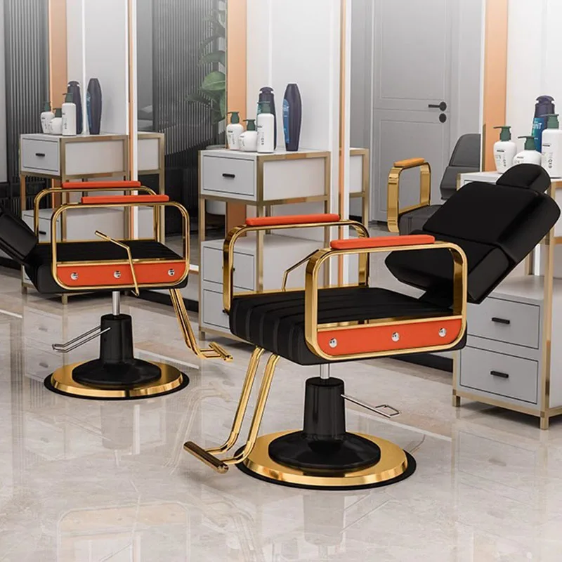 Golden Stylist Aesthetic Hairdressing Chairs Swivel Rotating Pedicure Barber Chairs Professional Cadeira Salon Furniture MQ50BC