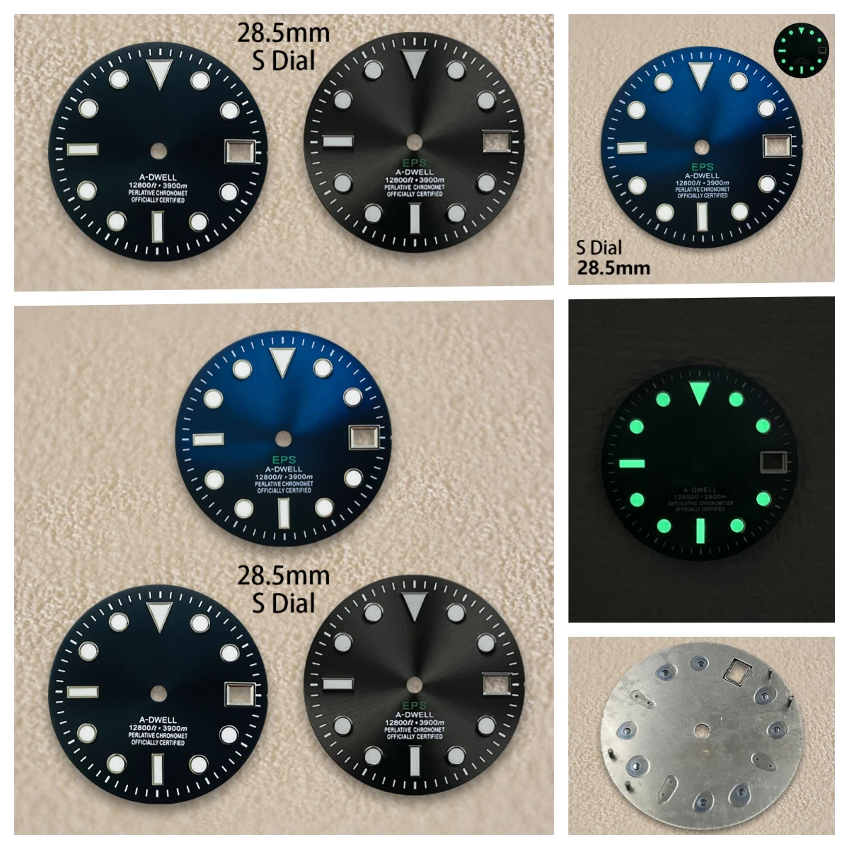 

28.5mm High Quality S Logo SUB Dial NH35 Dial Suitable For NH35/NH36 Movement C3 Green Luminous NH35 Modification Accessories