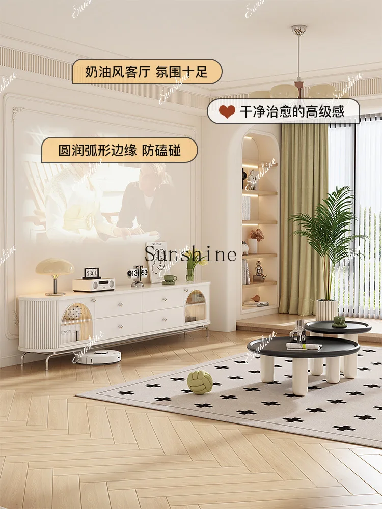 

Modern light luxury living room small apartment storage cream wind creative floor cabinet FT