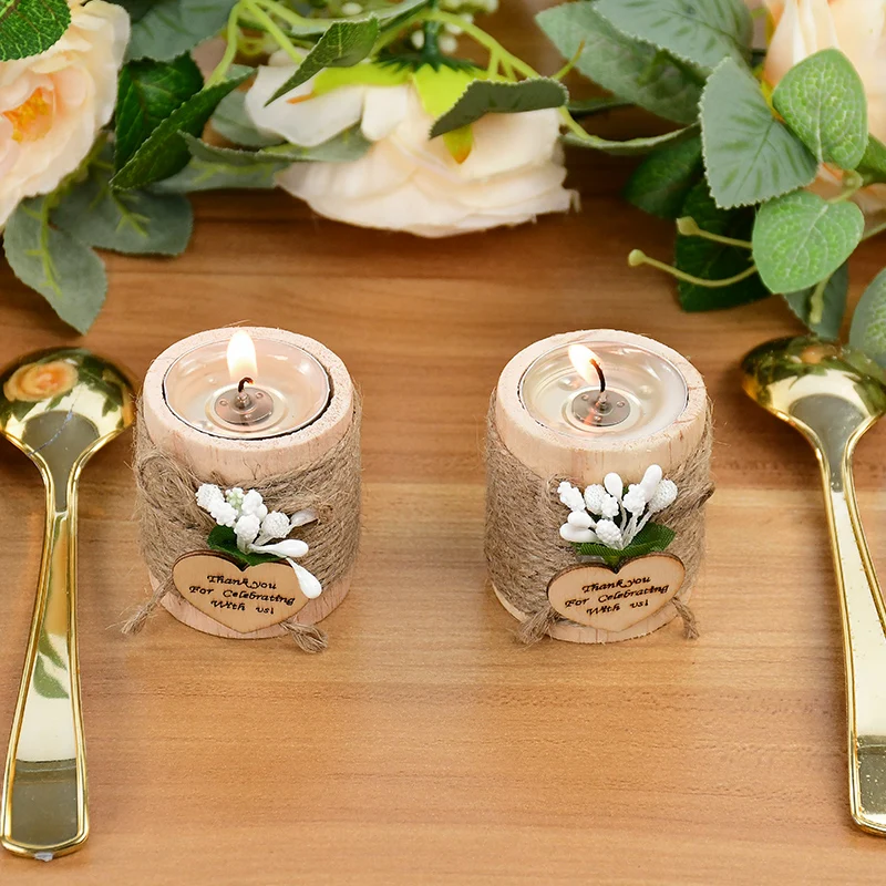 Guest Gift Candle for Wedding Wooden Tealight Candle Holders Bridal Shower Thank You Gifts for Baby Shower Christmas Candlestick