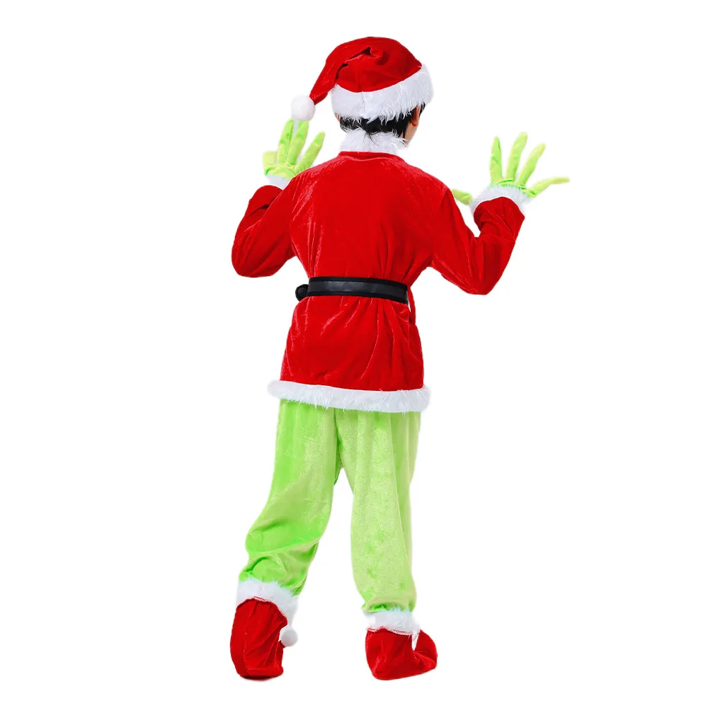 Divertido niños Navidad Santa Claus Cosplay disfraz chaqueta pantalones sombrero traje niños fiesta disfraz de Halloween