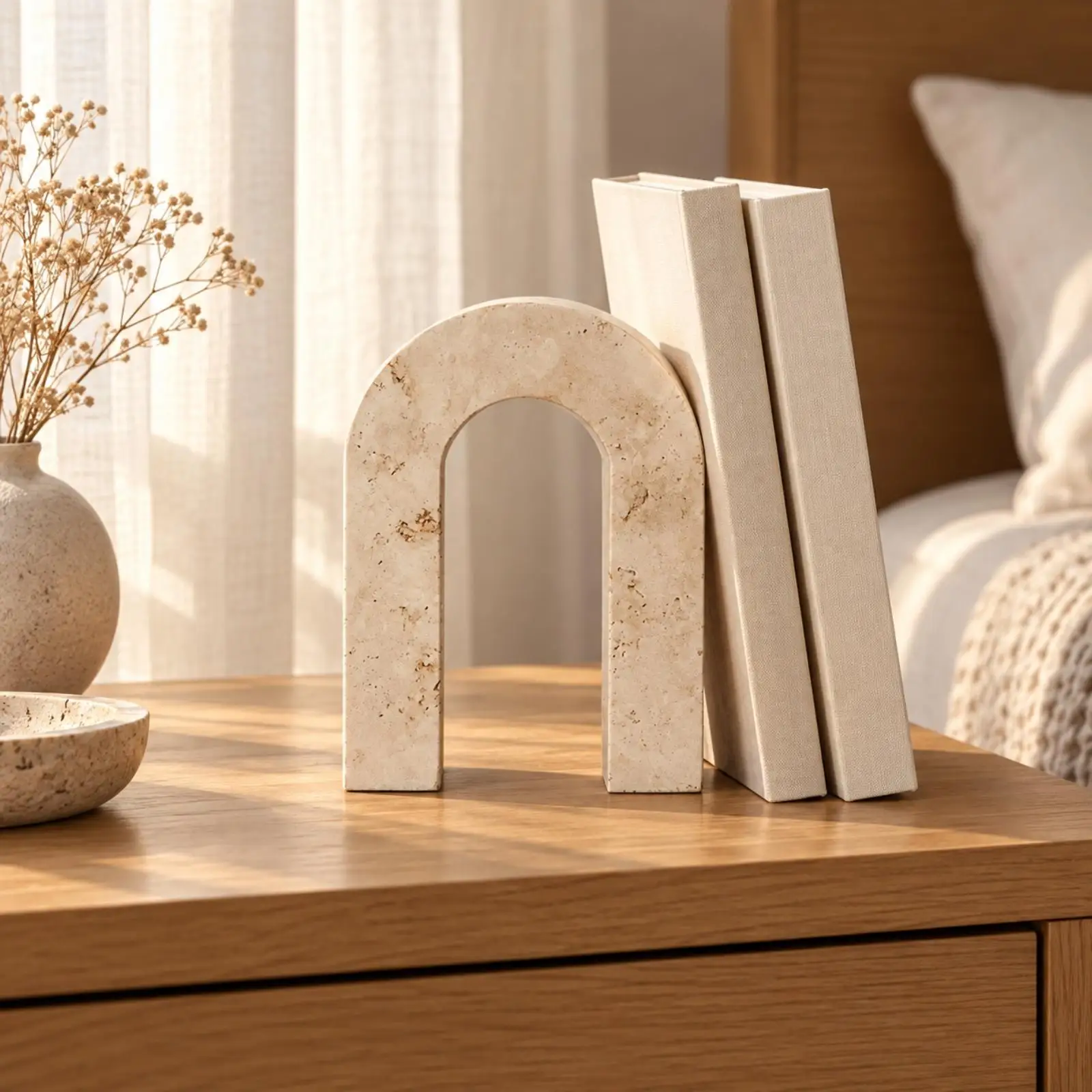Marble Look Resin Bookend Decorative Book Holder for Office Bookcase Decoration Bookshelf Organizer Cute Freestanding Sculpture