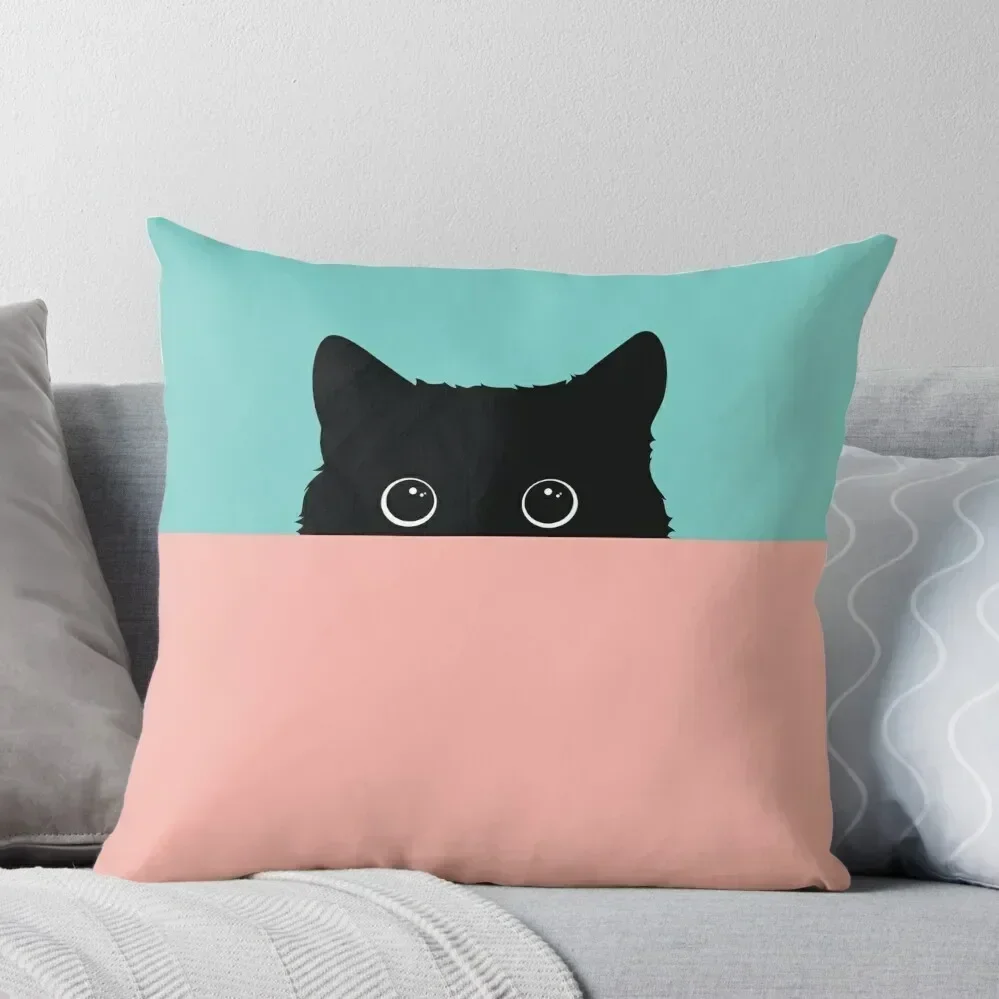 Peeping Black Cat in Retro Color Combo Throw Pillow Sofa Cushions Cover Pillow Case Christmas pillow