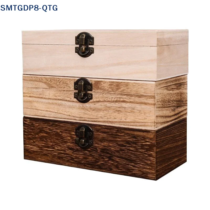 

Retro Wooden Jewelry Storage Box Vintage Wooden Box With Lock Rectangular Desktop Organizer For Necklace Bracelet Ring Ornaments