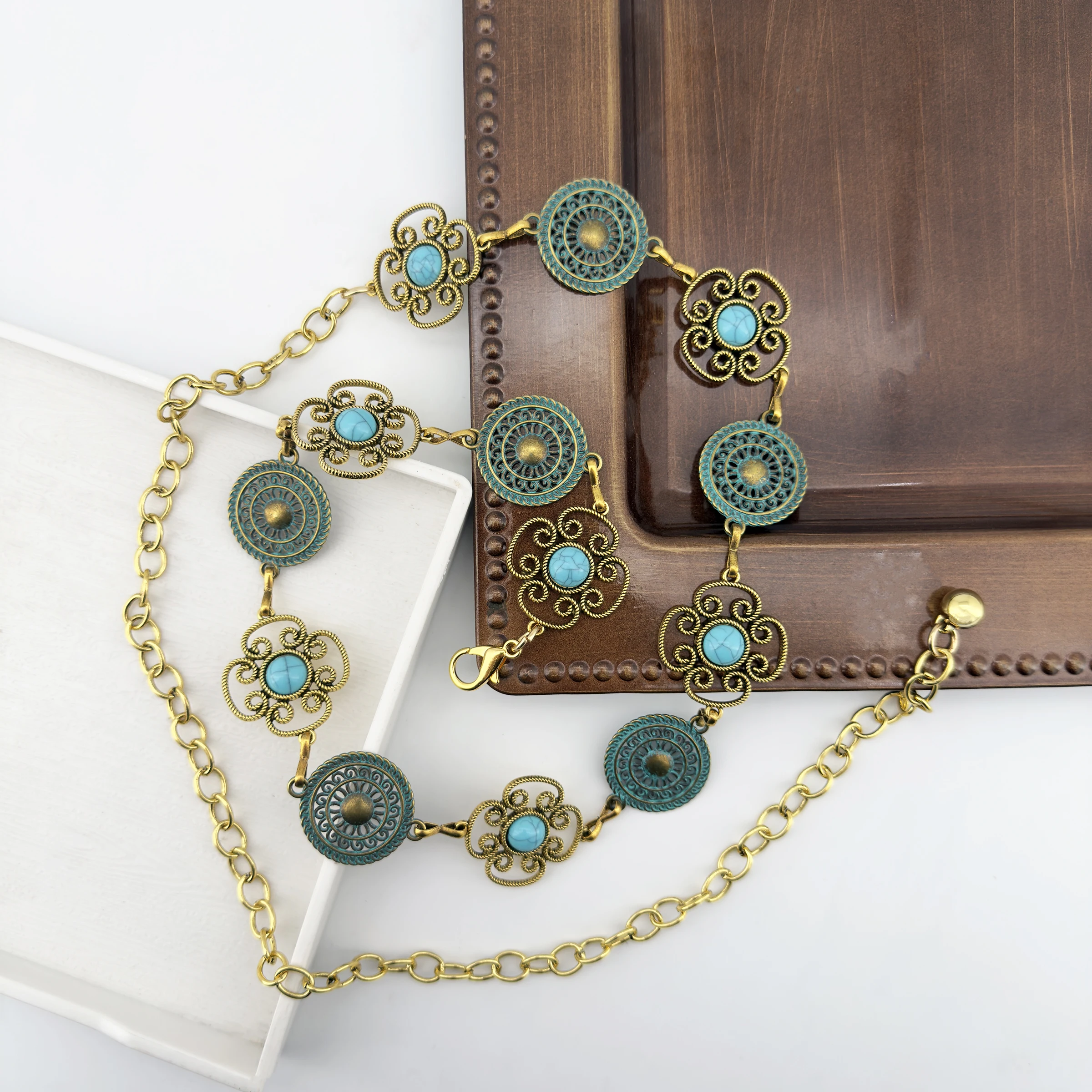 Bohemian-Stil Retro Gold Sonnenblumen-Blumen-Mode Western-Elemente Denim-Taillenaccessoires Damen Hosen- und Rock-Kette Vielseitig Einsetzbar – Detail 26