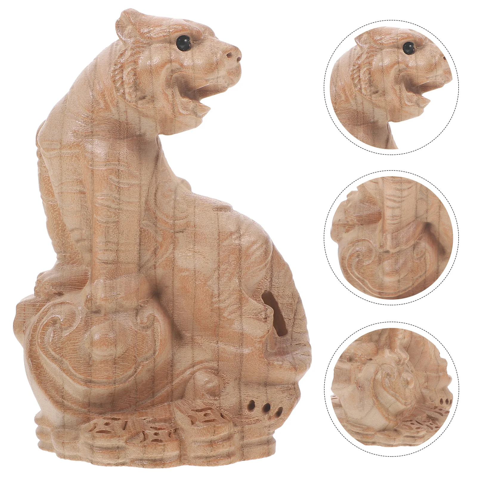 

Small Lightweight Chinese Zodiac Wood Tiger Carving For Home Decor Desktop Animal Statue Mini Craft Gift Decoration