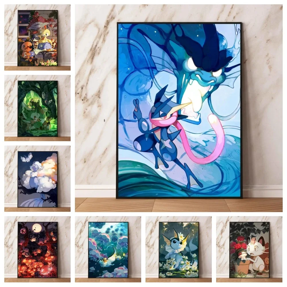 

Anime Pokemon Canvas Painting Print Watercolor Poster and Bulbasaur Charmander Squirtle Wall Art Picture Home Decor Kids Gifts