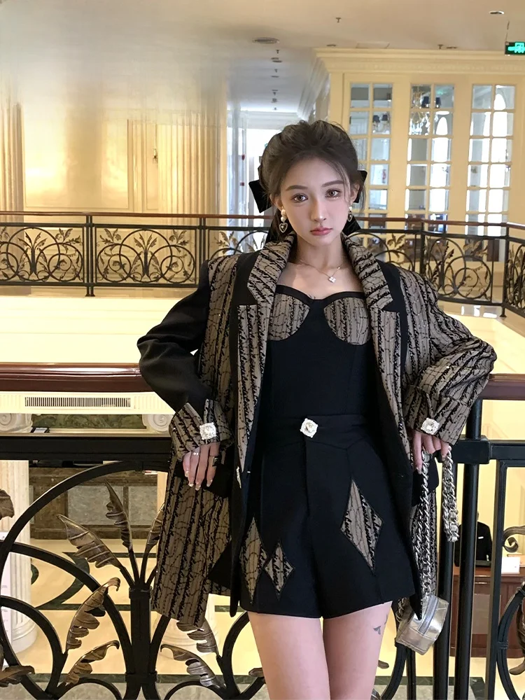 

PITAO Original【Freud】 Suit Set Elegant Versatile Splicing Slimming Black Luxury Spring Summer Fashionable Women's Ensemble