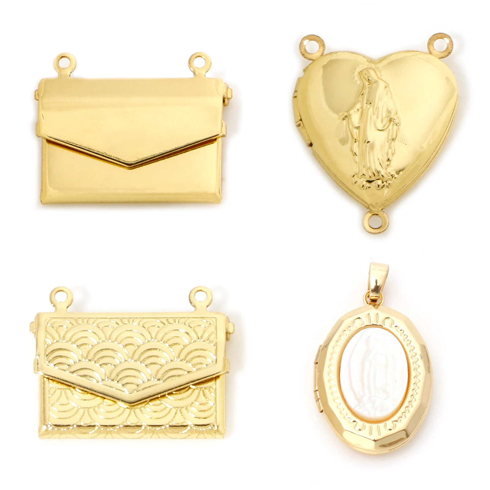 1 Piece Brass Charms 18K Real Gold Plated Can Open Photo Box Envelope Heart Pendants For DIY Necklace Jewelry Making Family Gift