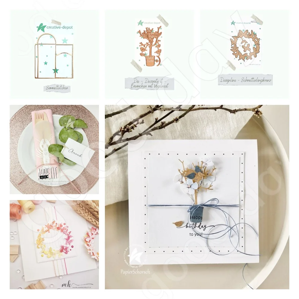 Butterfly Wreath Bird's Nest Small Tree Metal Cutting Dies for DIY Scrapbooking Handmade Greeting Card Album Decoration
