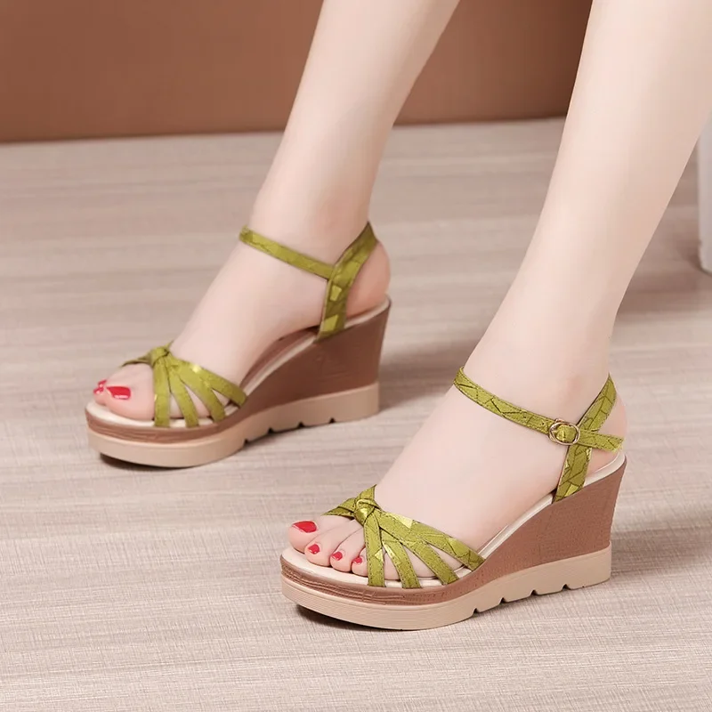 Small Big Size 32-43 Model Beach Office High Heels Wedges Shoes for Women Summer 2024 Elegant Thick Sole Platform Sandals