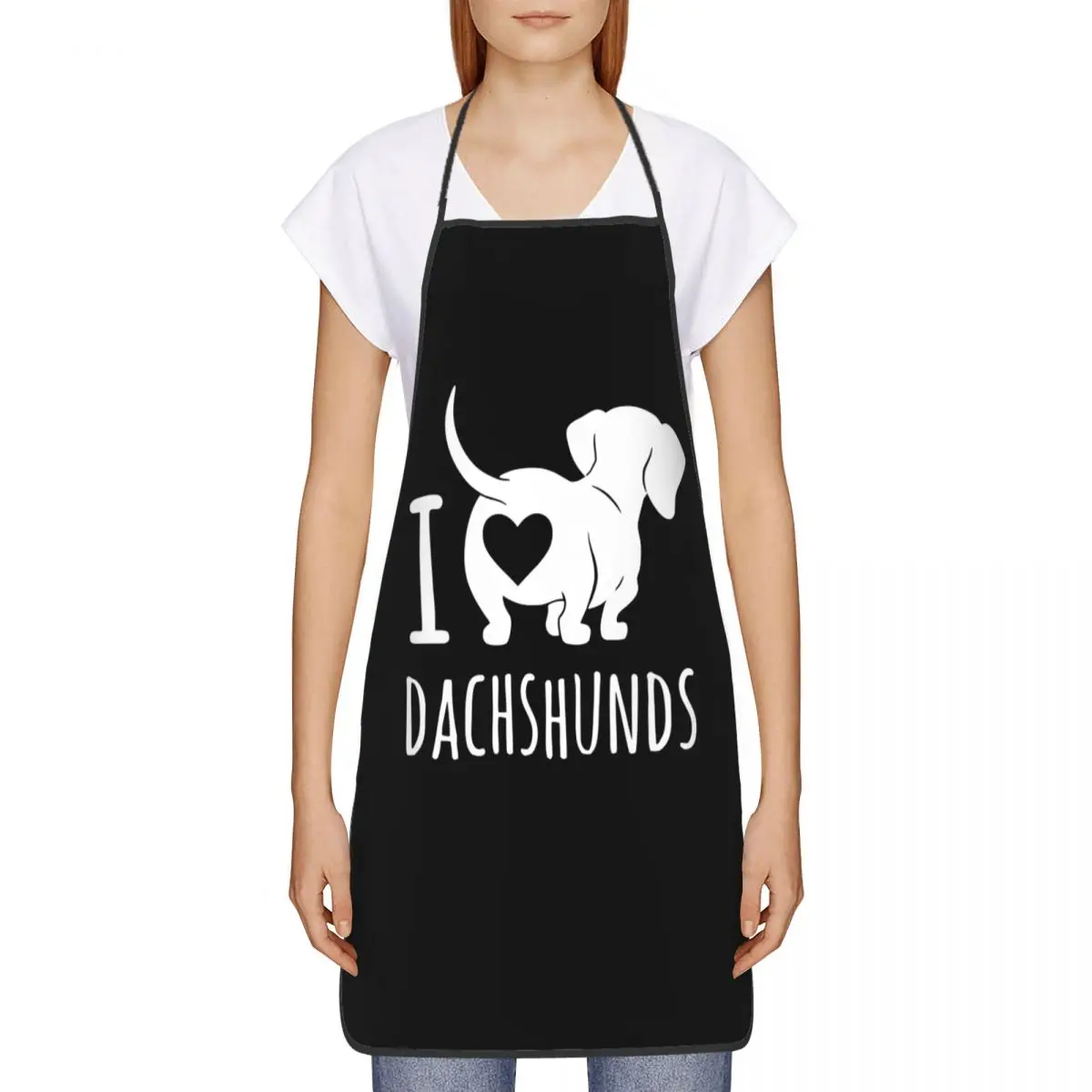 Unisex I Love Dachshunds Kitchen Chef Cooking Baking Apron Women Men Badger Sausage Wiener Dog Tablier Cuisine for Gardening