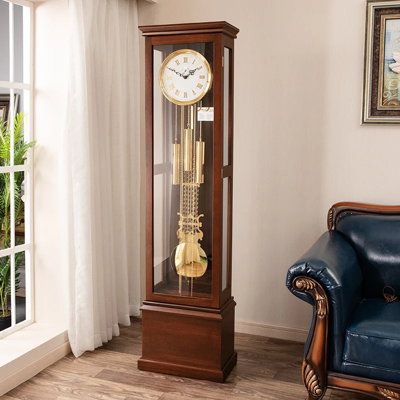 European Mechanical Floor Clock Home Living Room Solid Wood Swing Vertical Clock American Creative Decorative Clock