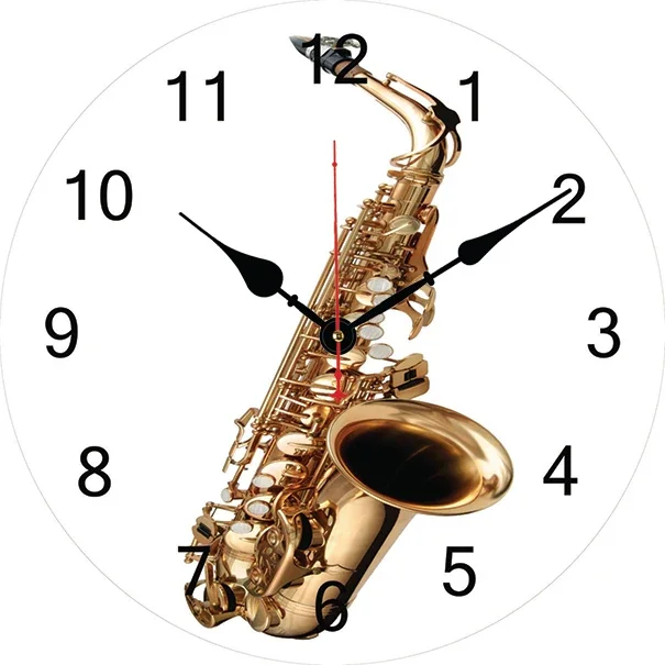 Saxophone Music Wall Clock Modern Design Living Room Bedroom Office Decoration Kitchen Clock Art Wall Watch Home Decor