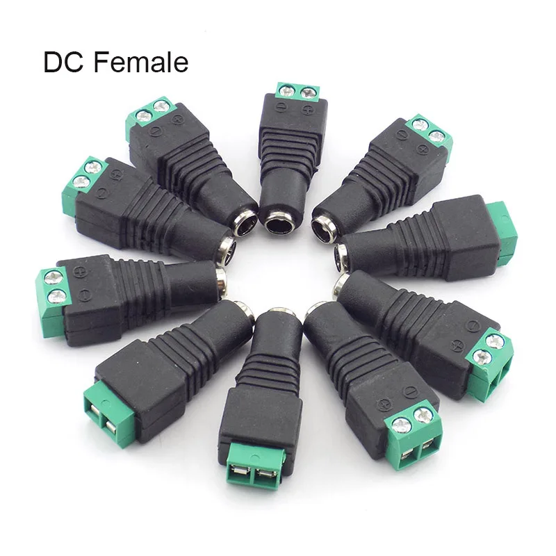 10 Stuks Dc Vrouwelijke Stekker 5.5Mm 2.1Mm Dc Voedingskabel Connector Adapter Jack Aansluiting Led Strip Licht Cctv Camera Q1