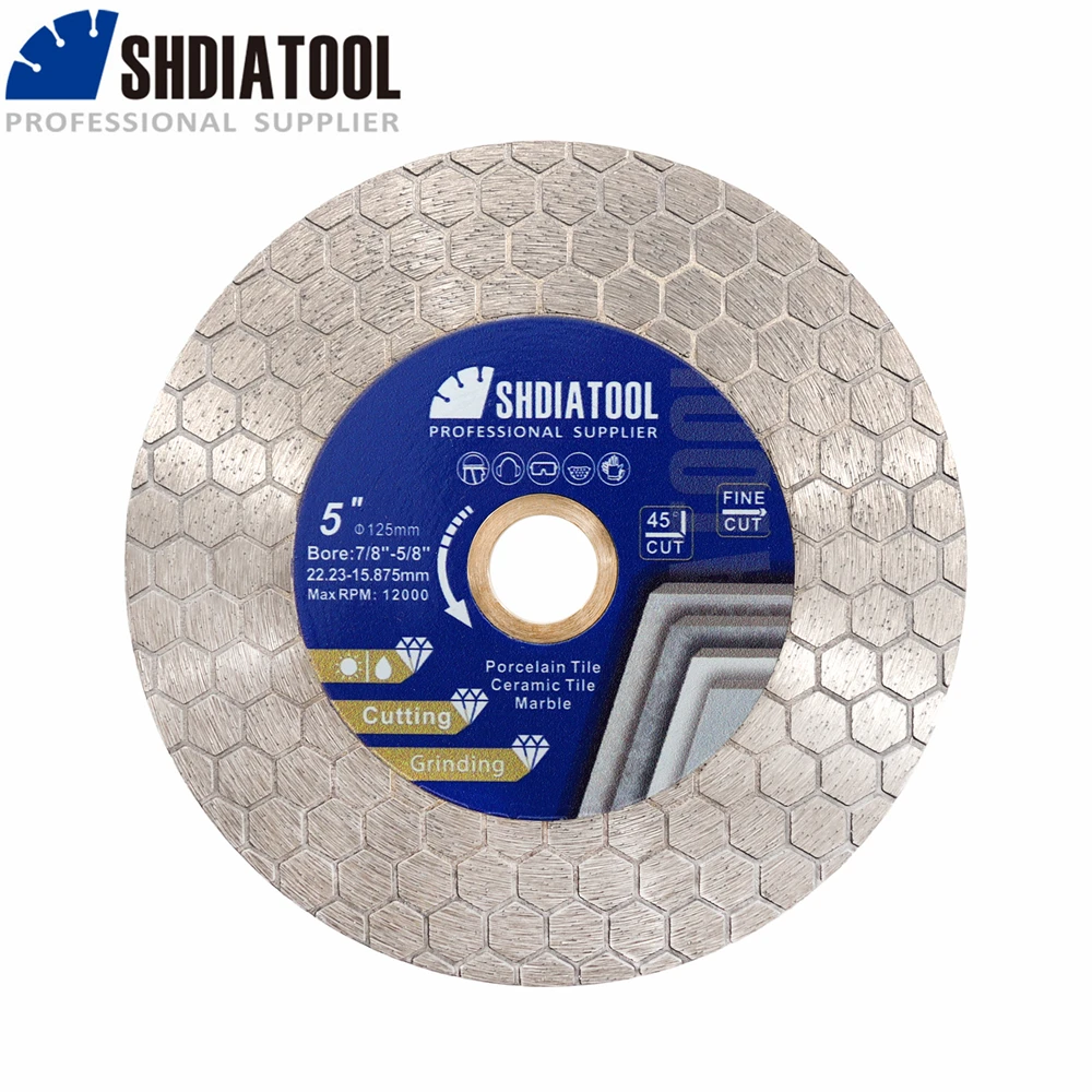 

SHDIATOOL 1pc Hexgonal Double Sided Diamond Cutting Disc 125mm Tile Granite Stone Porcelain Ceramic Grinding Wheel Saw Blade