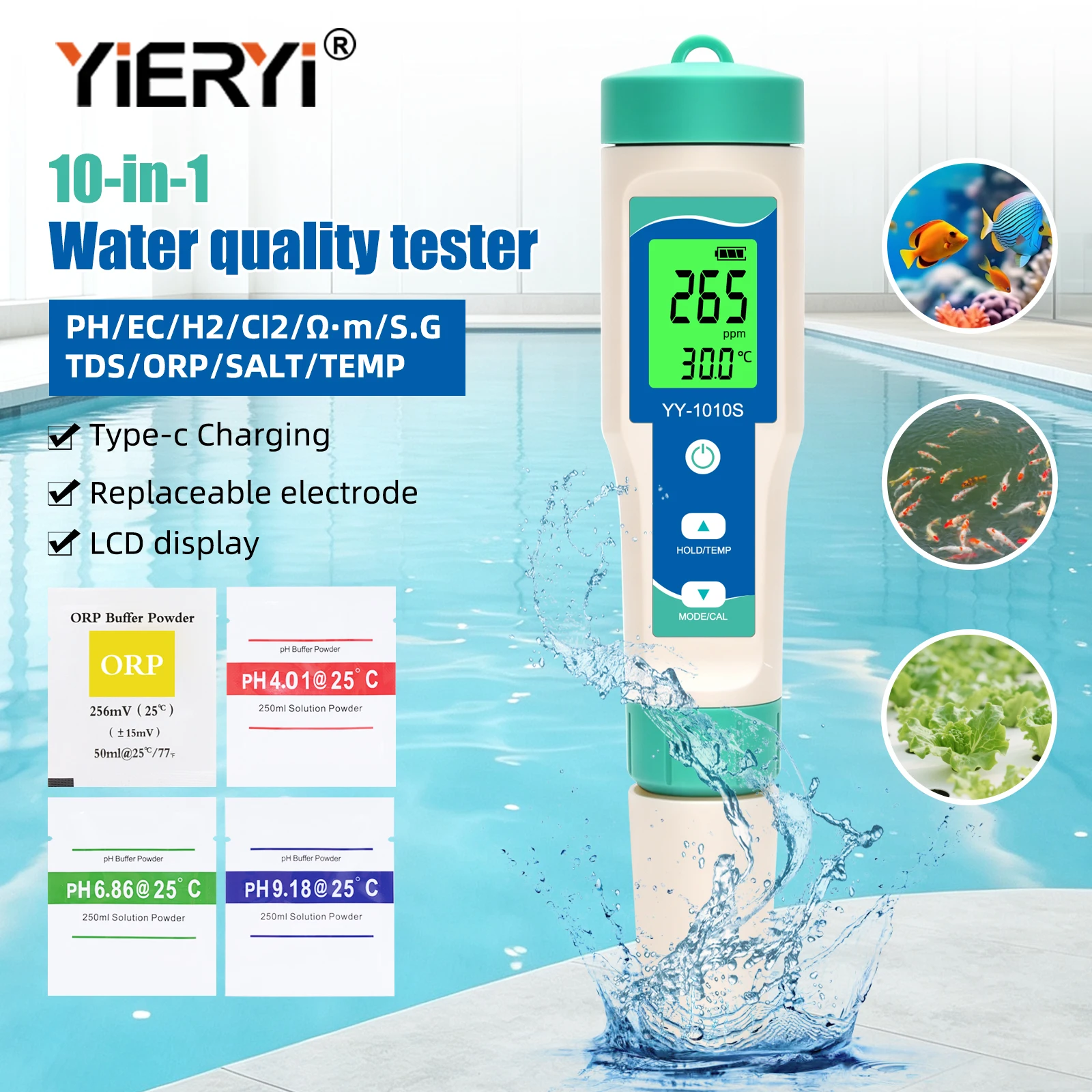 イエリイ-10-in-1-水質テスター-充電式-ph-tds-ec-塩分-orp-h2-sg-塩素-mΩ-温度テスター-検出器-飲料水-スパ用