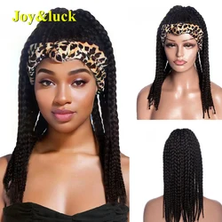 Joy&luck Synthetic Headband Wigs  Braids African Turban Wig Wrap and  Linked  Head Wrap Wig