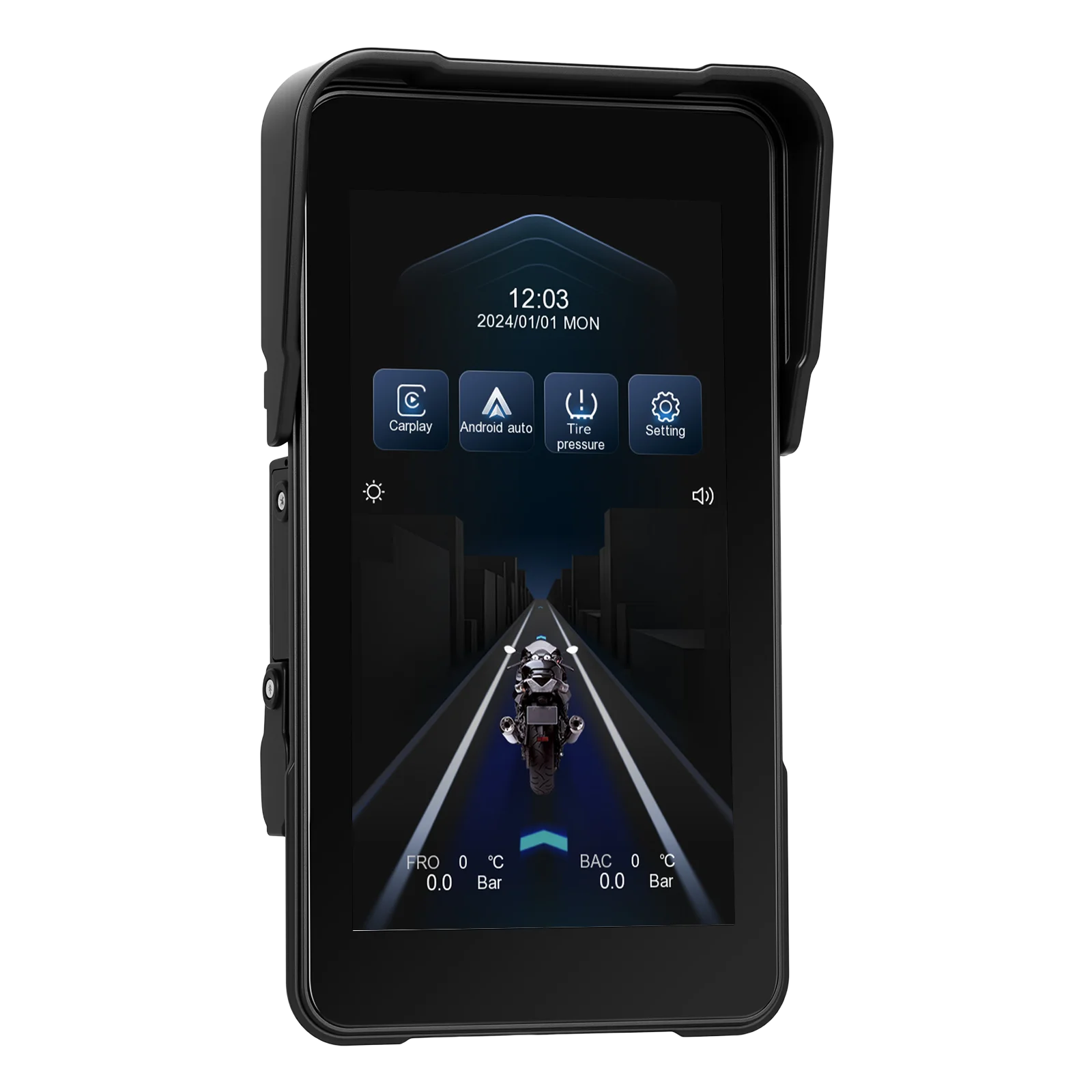 Podofo 5-Zoll-Vertikalbildschirm, intelligentes Motorrad-Display, kabelloses Carplay, Android-Auto-Navigation, IP68, wasserdicht, BT, Helligkeitseinstellung, Motorrad-Monitor, 12 V, mehrere Sprachen, tragbarer Monitor, Smart Player – Detail 24