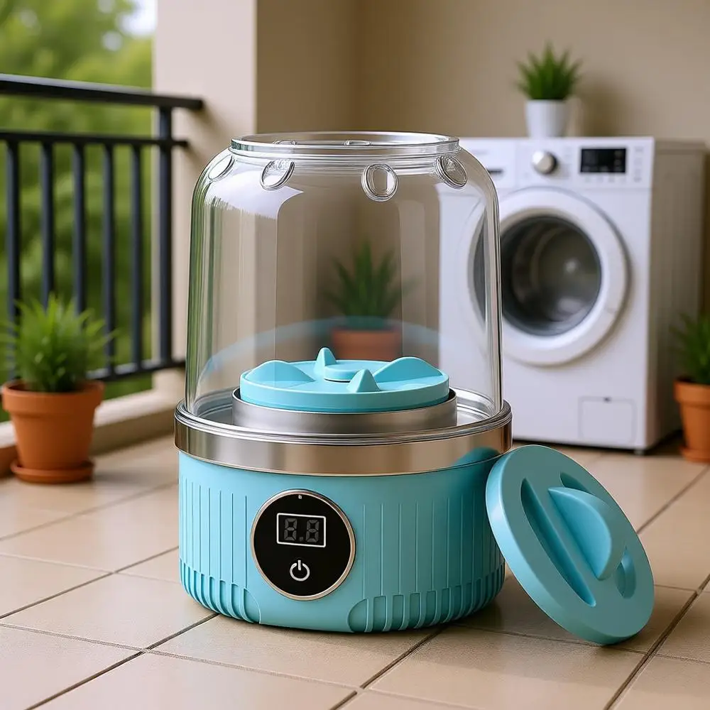 

Портативная мини-стиральная машина — обновленная модель 2025 года для нижнего белья, бюстгальтеров, носков — перезаряжаемая, без шнура, в форме стакана — компактная, для путешествий