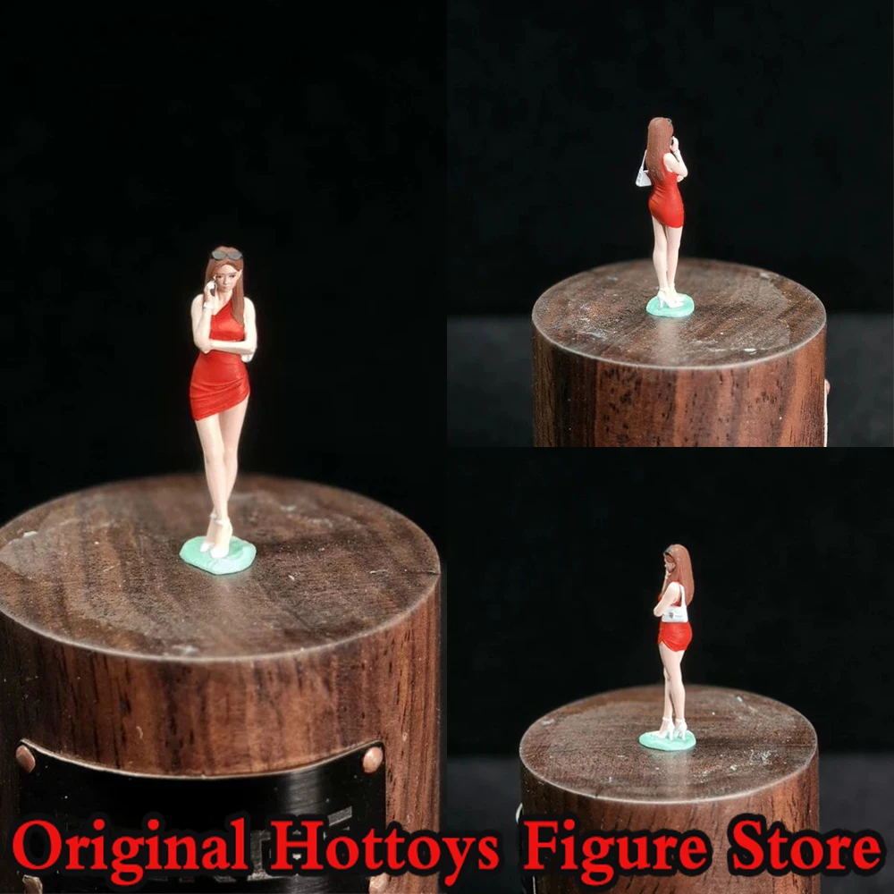 

1/64 Scale Female Soldier Fashion Red Dress Girl Mini Painting Sculpture Character Full Set About 2.7cm Action Figure Model