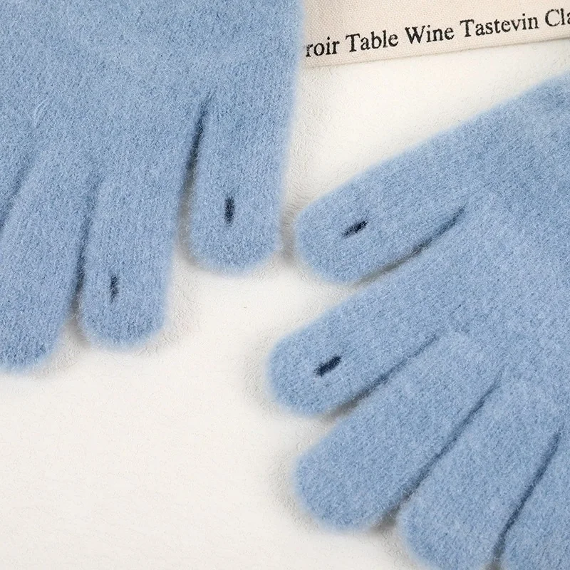 قفازات الأطفال الكورية المحبوكة لطيف المألوف الدافئة الحب دراجة قفازات جميع الأصابع في الهواء الطلق الخريف الشتاء اللعب الملحقات