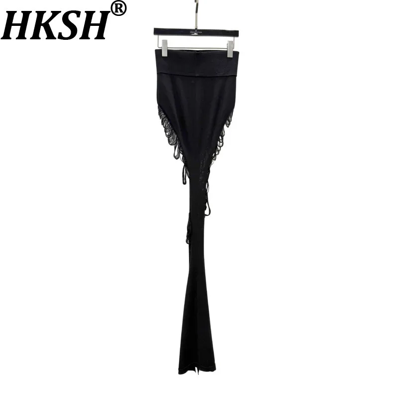 

HKSH Spring Autumn New Women Skirt Solid Color Biche Design Ripped Slim Fit Dark Streetwear Sexy Chic Ins Bodycon Skirts HK12481